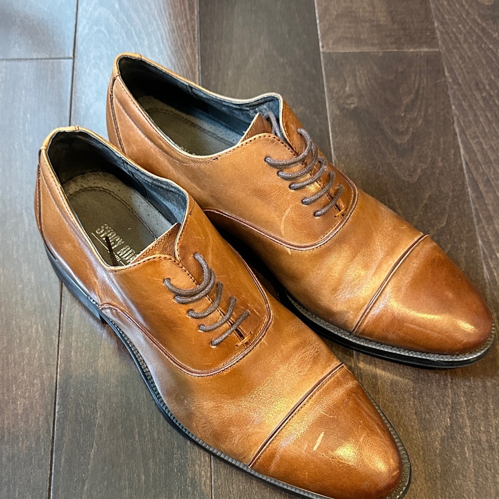 Stacy Adams cap toe dress shoes Classic Brown Leather Men's Shoes